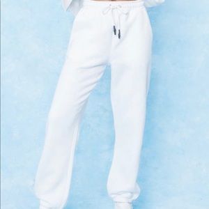 NastyGal white joggers (NWOT)